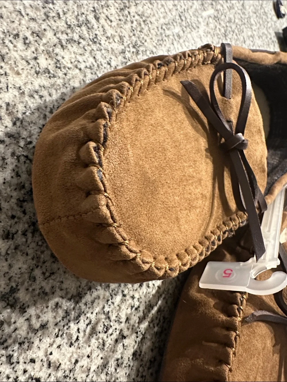 Cat & Jack Brown Faux-Suede Moccasin Slippers with Bow.
